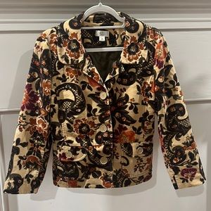 ATL Studio Floral Paisley Multi Color Corduroy Like Material Jacket.  Size 8